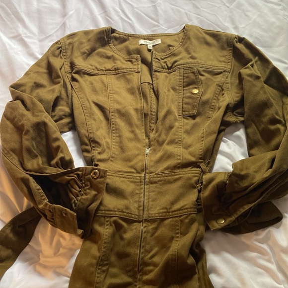 Madewell Olive Green 3/4 Sleeve Belted Jumpsuit coveralls size xs - Picture 9 of 13
